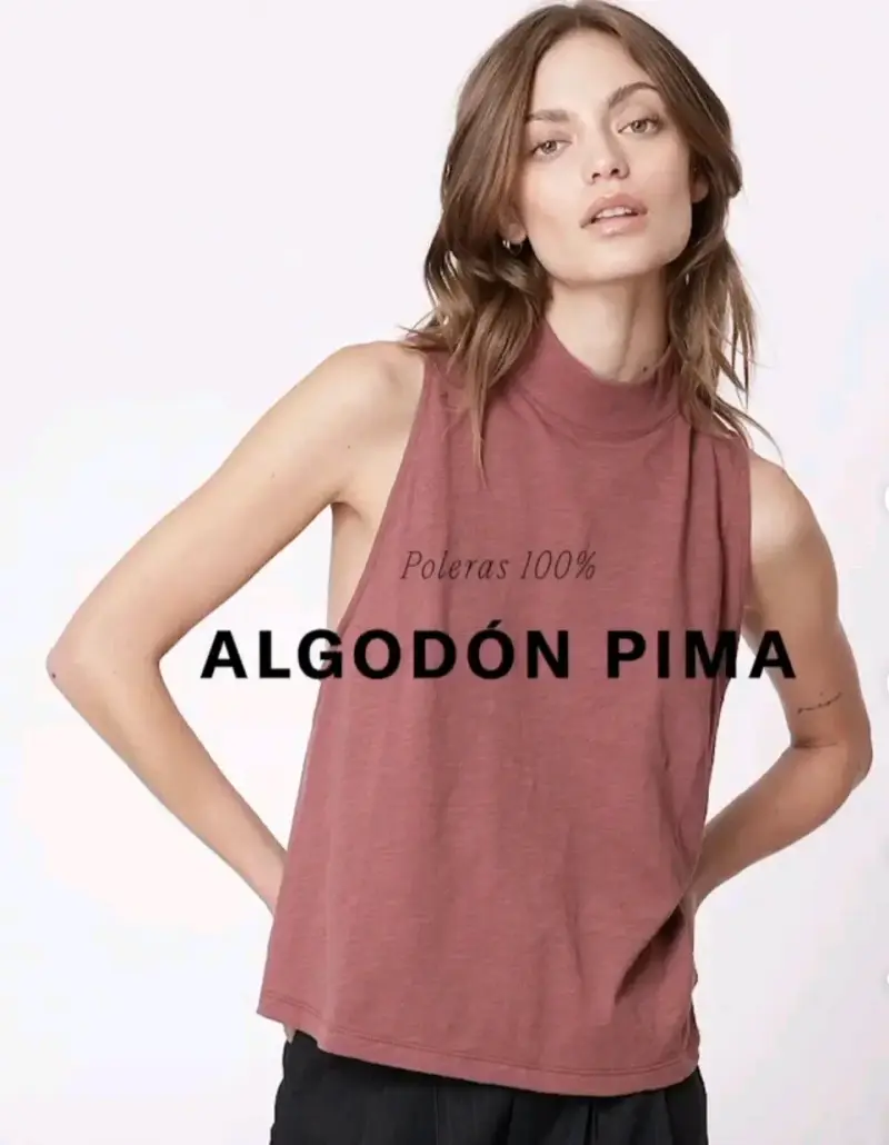 Polera sin mangas de algodón pima color burdeos