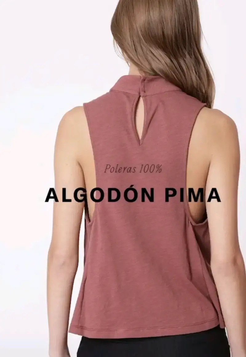 Polera sin mangas de algodón pima color burdeos - 2