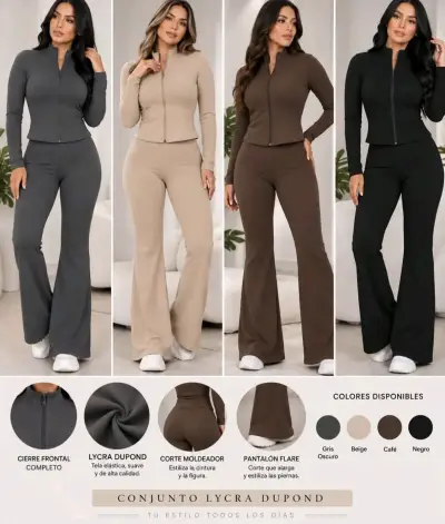 Conjunto deportivo de lycra con cierre frontal - miniatura 1