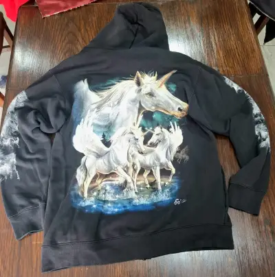 Polerón con capucha de unicornios Caballo L - miniatura 2
