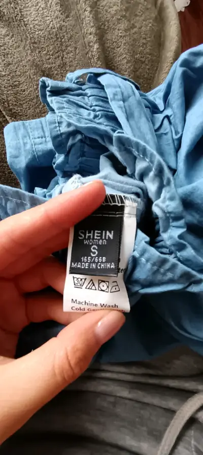 Shorts azules de mujer con cinturón Shein - miniatura 3