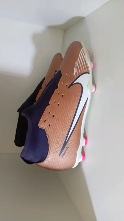Botines de fútbol Nike Mercurial bronce y azul - miniatura 2