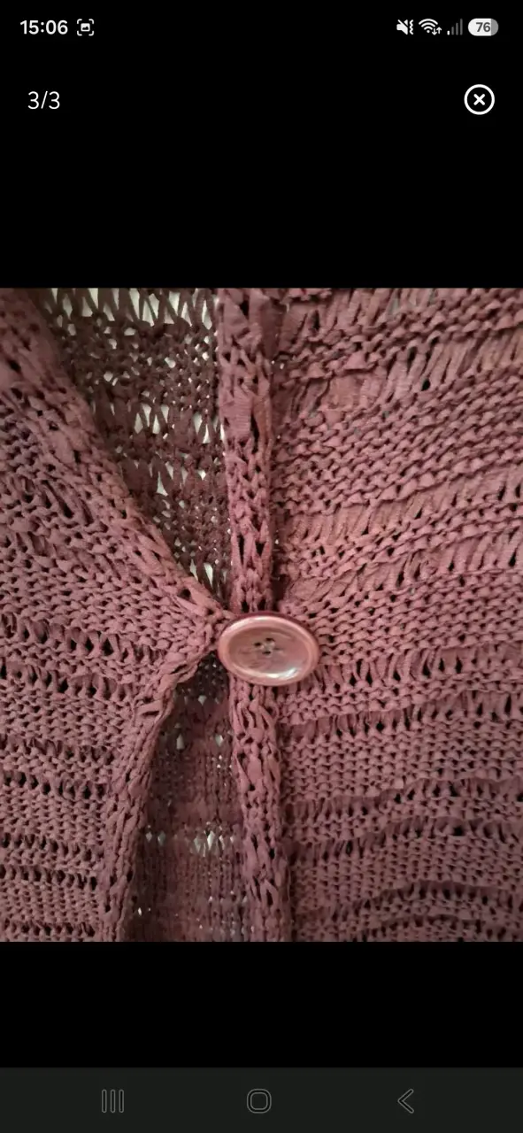 Cárdigan tejido a crochet color burdeos - 3