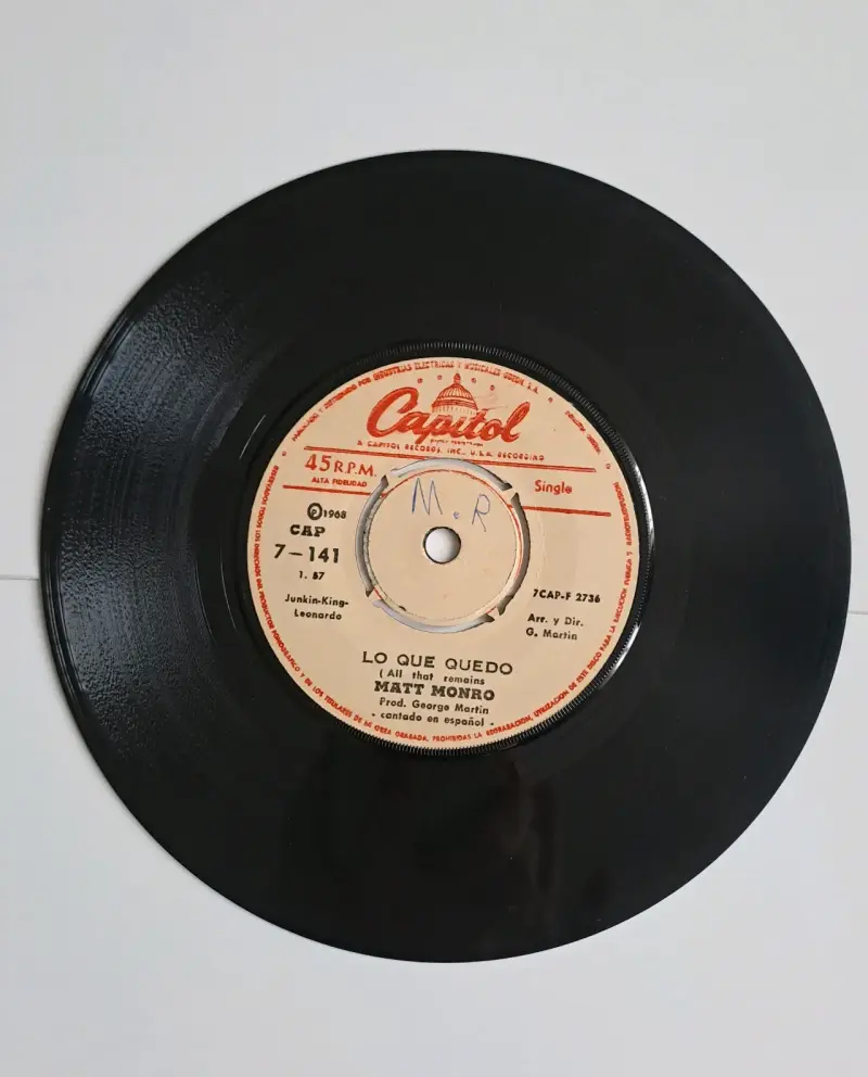 Disco de vinilo 45 RPM Matt Monro Capitol - 1