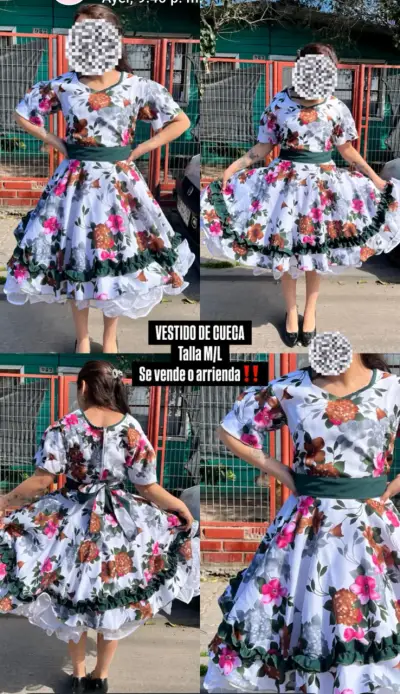 Vestido de cueca floral elástico talla M/L - miniatura 2
