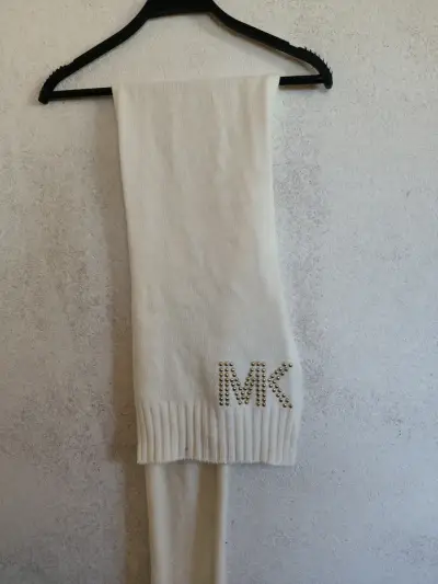Bufanda de lana blanca Michael Kors con logo - miniatura 1