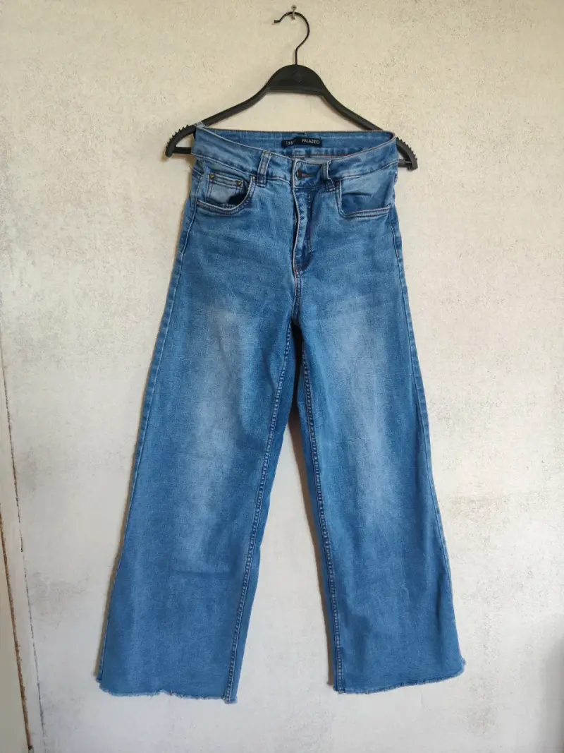 Jeans Palazzo Tiro Alto Azul Talla 36