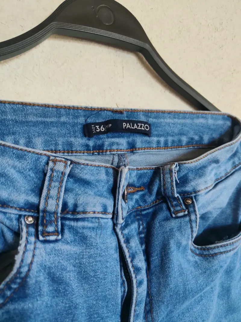Jeans Palazzo Tiro Alto Azul Talla 36 - 2