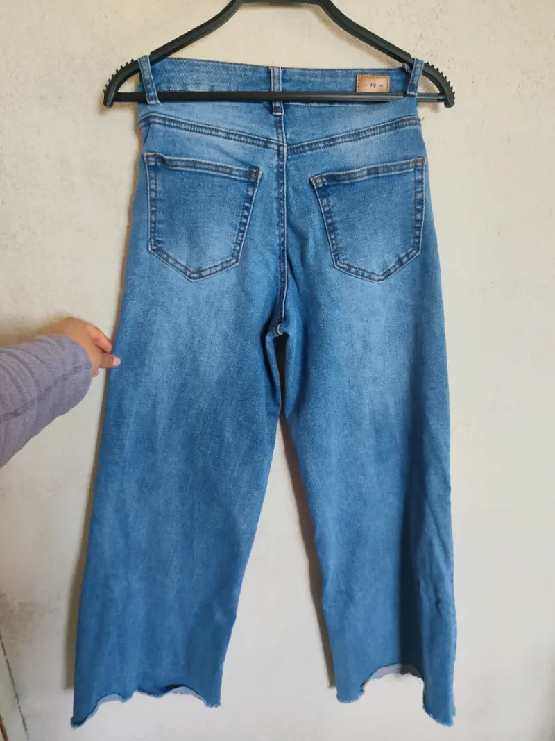 Jeans Palazzo Tiro Alto Azul Talla 36 - 3