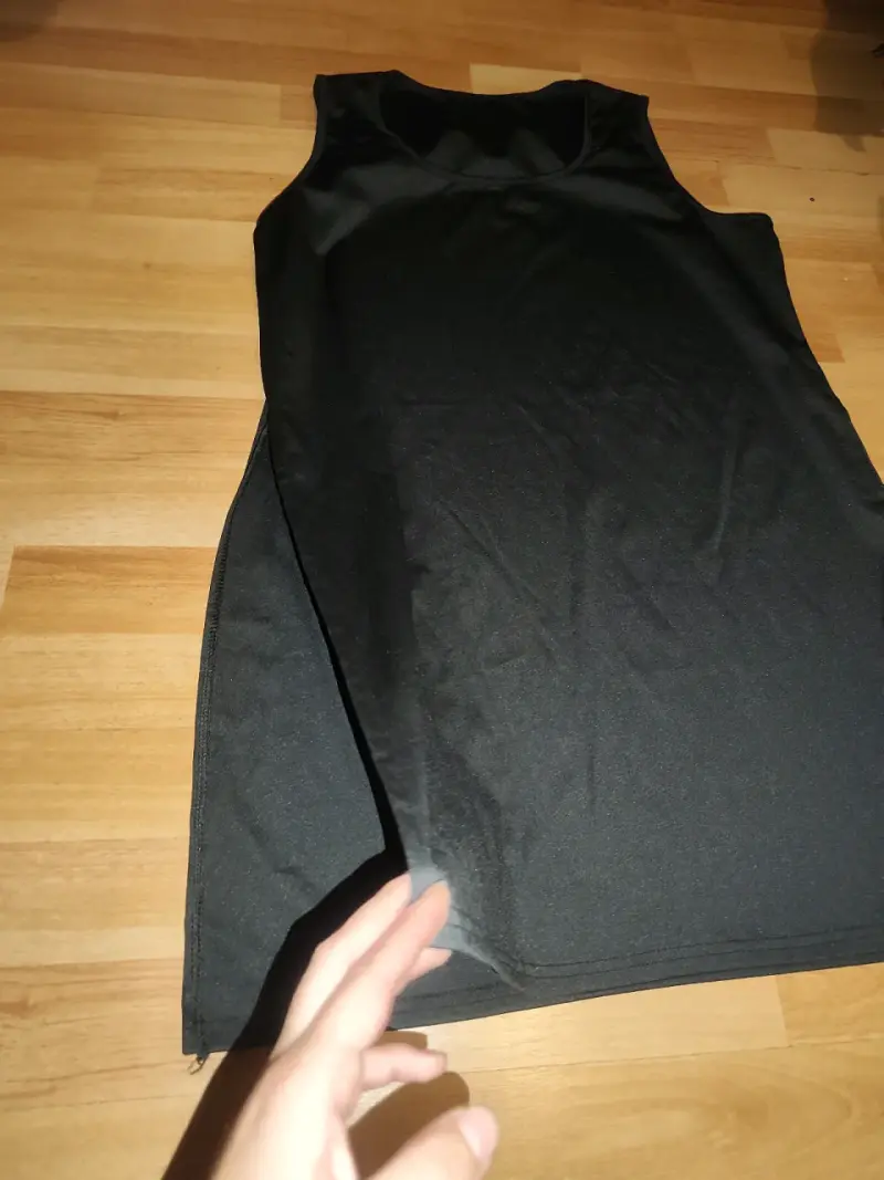 Vestido negro sin mangas con abertura lateral M - 3