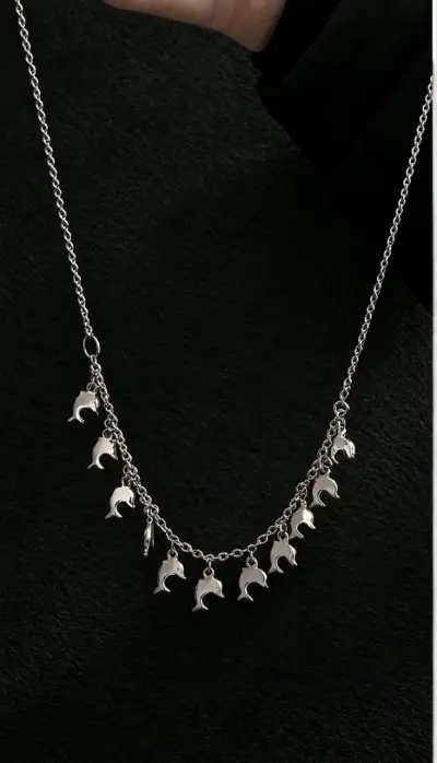 Collar de plata 925 diseño de delfines - miniatura 1