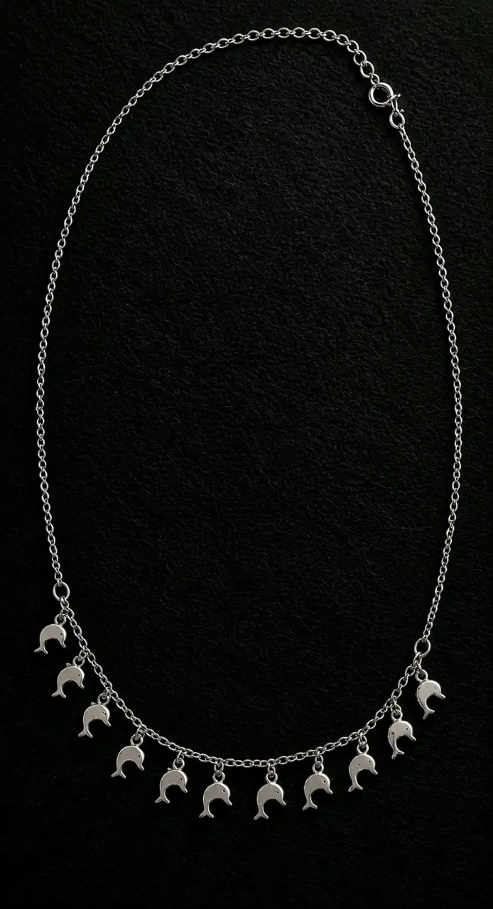 Collar de plata 925 diseño de delfines - 2