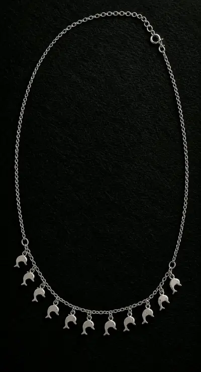 Collar de plata 925 diseño de delfines - miniatura 2