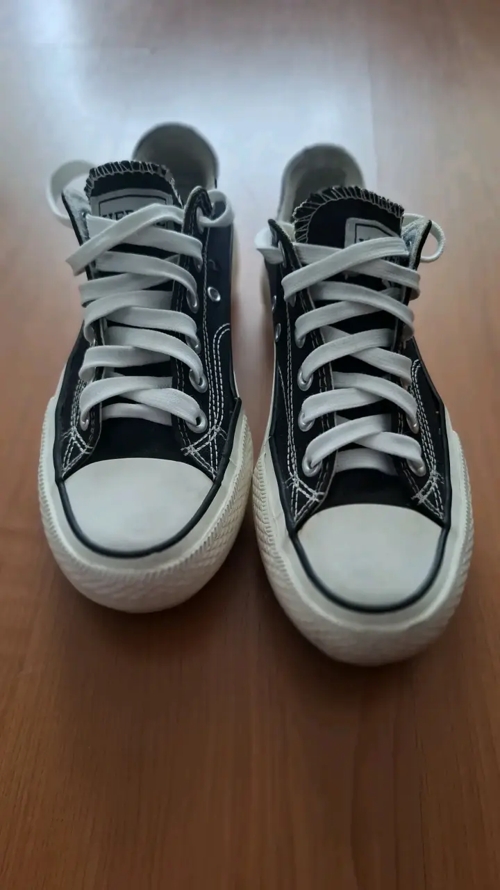 Zapatillas negras de lona con plataforma - 3