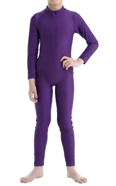 Traje de cuerpo completo morado para niña 4,6 años - miniatura 1