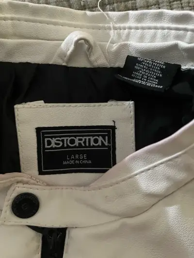 Chaqueta blanca de cuero sintético Distortion - miniatura 3