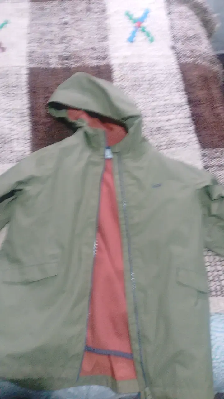 Chaqueta impermeable verde para niño con polar - 1