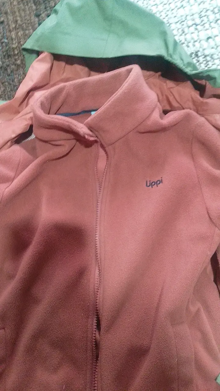 Chaqueta impermeable verde para niño con polar - 3