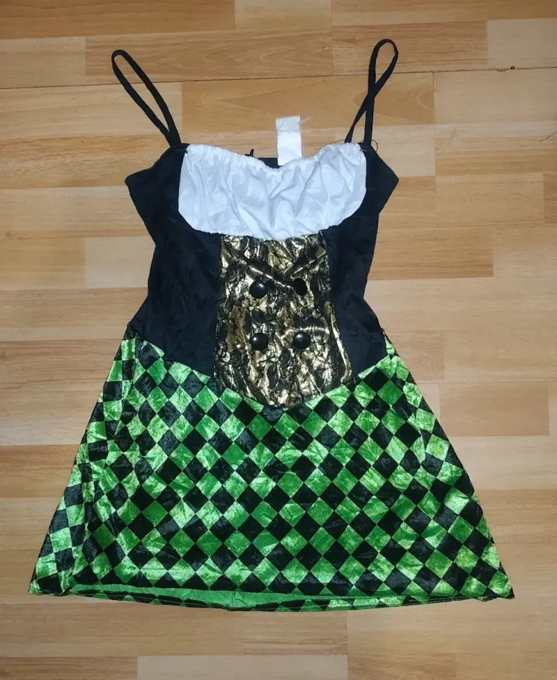 🎩 ¡DISFRAZ / VESTIDO CON ROMBOS VERDES! 🎩 Talla XS - 2