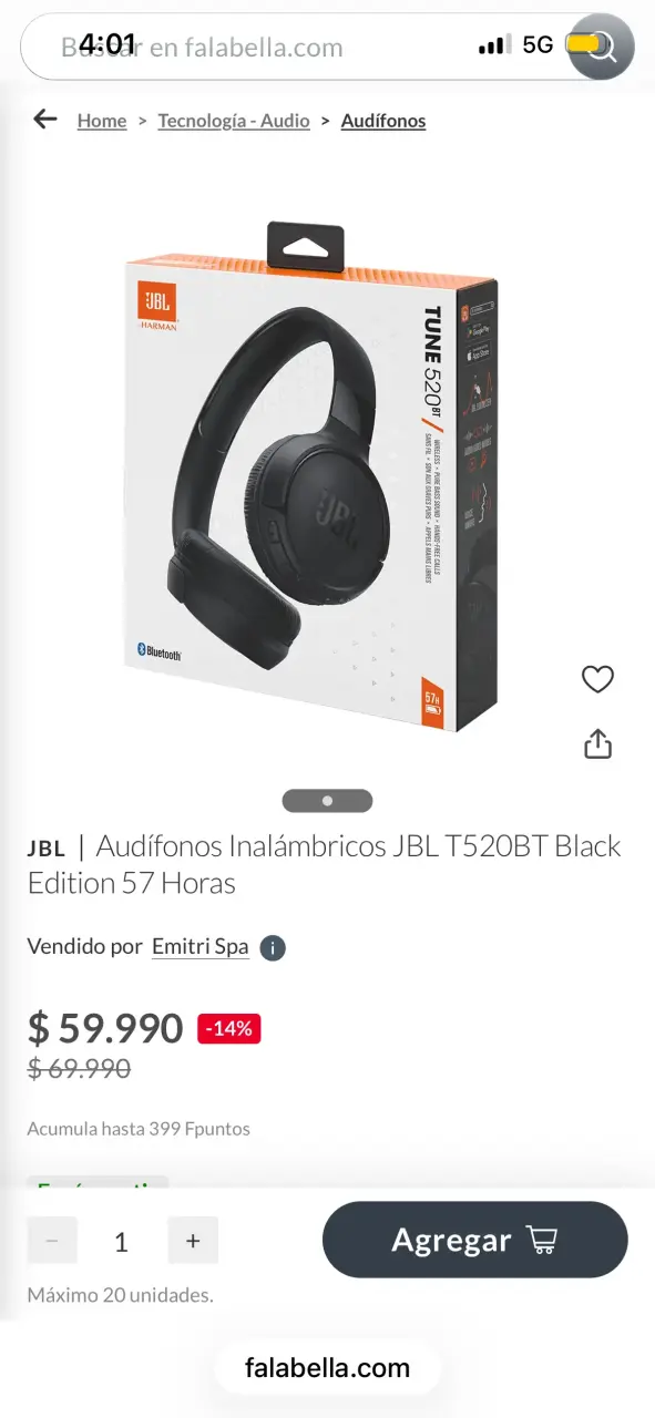 Audífonos inalámbricos JBL T520BT azul - 3