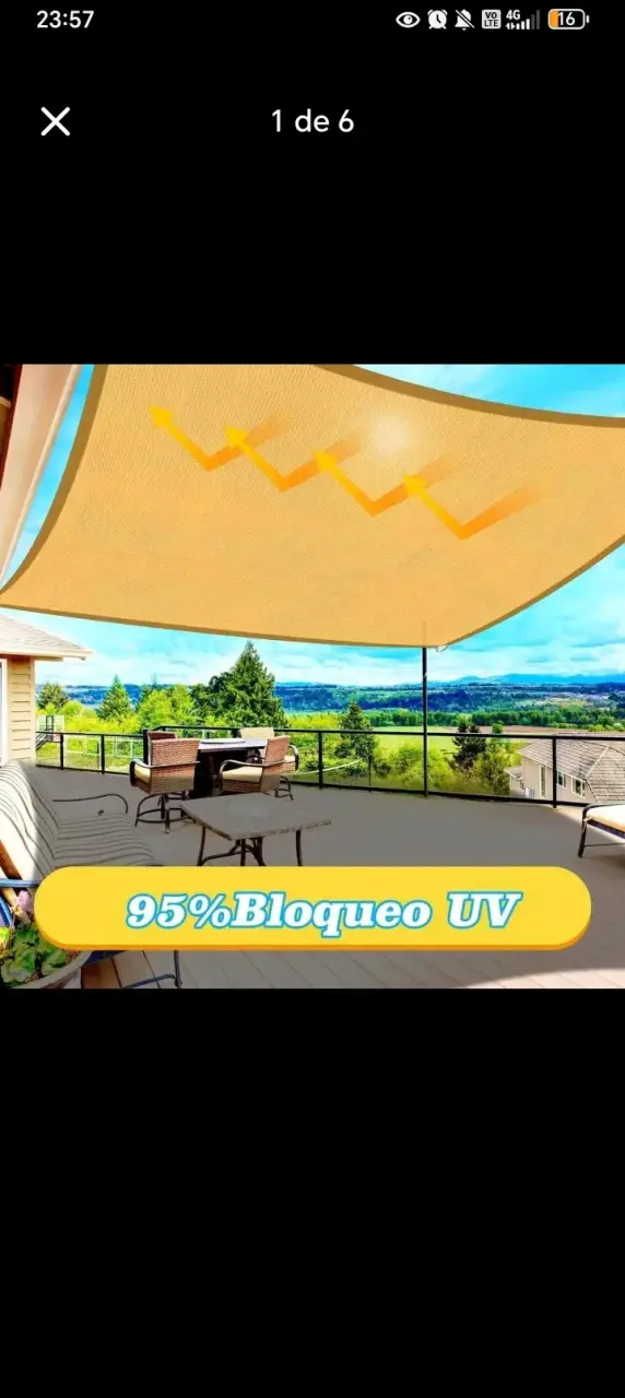 Toldo de Sombra rectangular para Jardín 95% Bloqu - 2