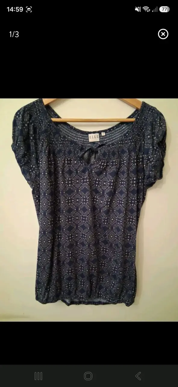 Blusa azul estampada Elle talla S