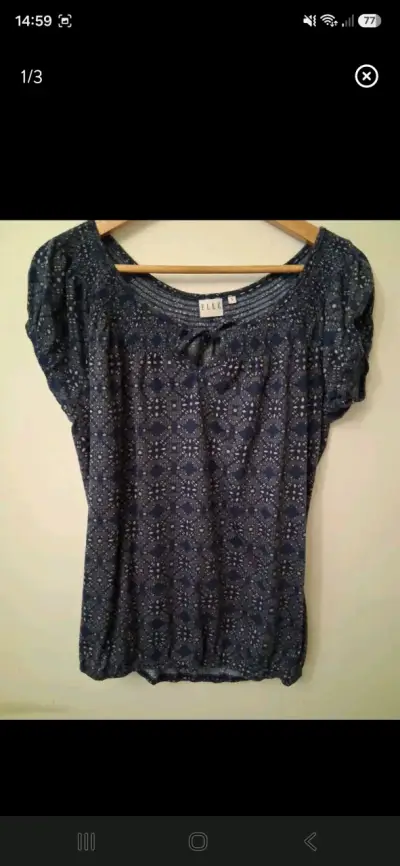 Blusa azul estampada Elle talla S - miniatura 1