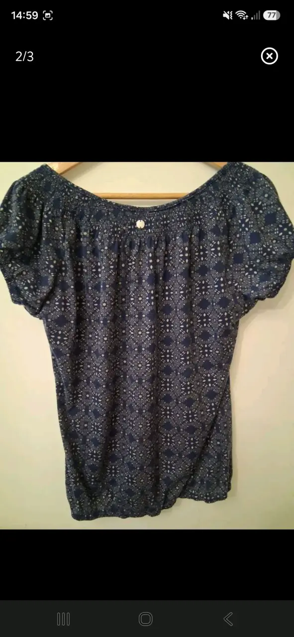 Blusa azul estampada Elle talla S - 2