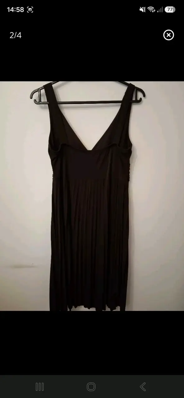 Vestido café, elegante con detalle de hebilla - 2