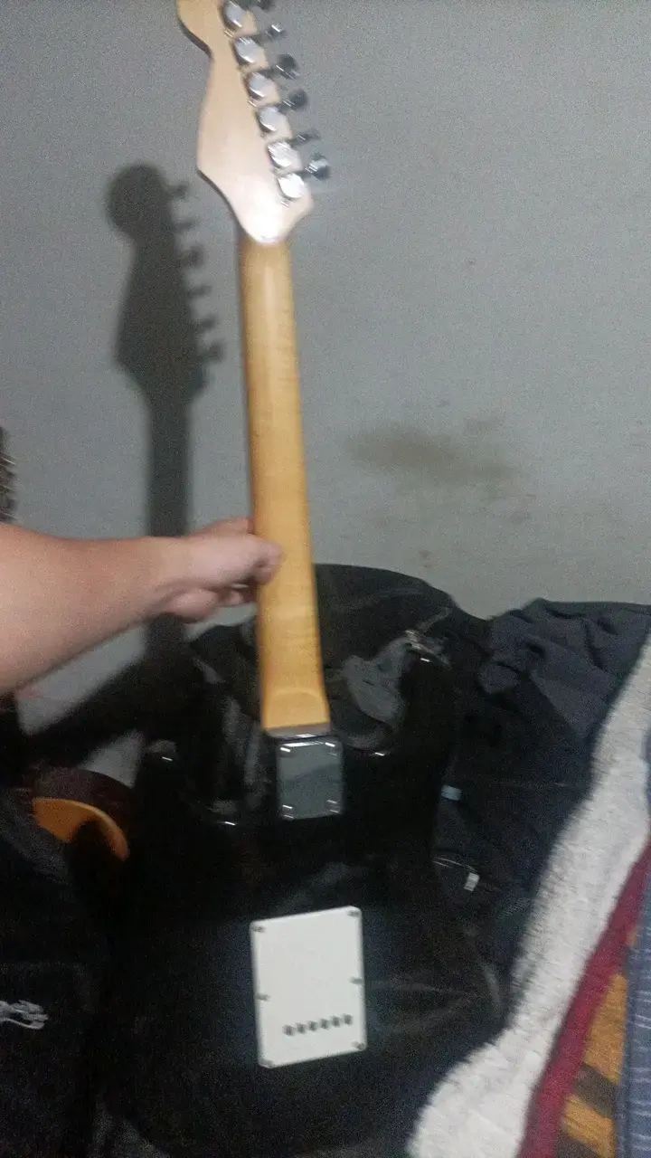 Guitarra eléctrica negra con funda - 2