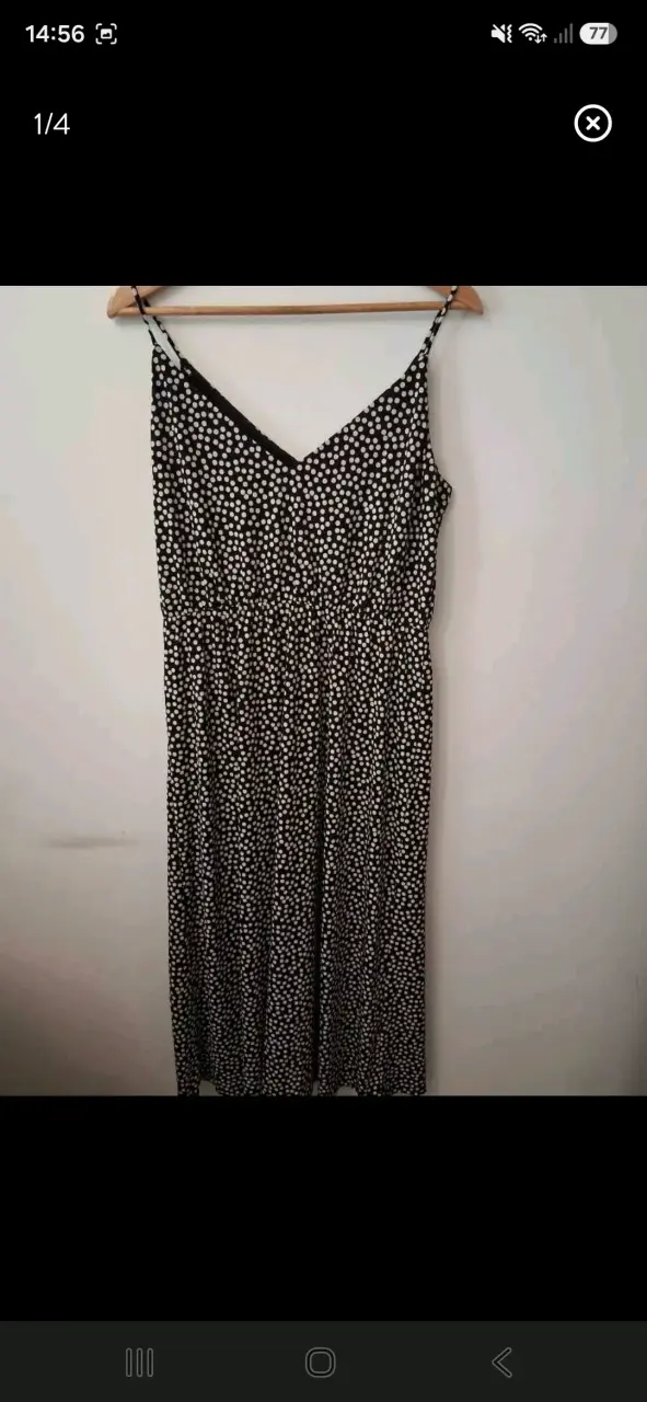 Vestido largo de lunares blanco y negro