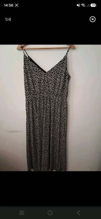Vestido largo de lunares blanco y negro - miniatura 1