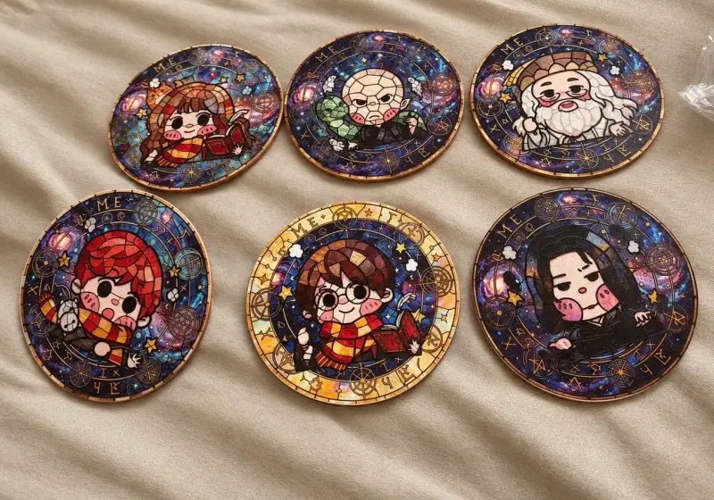 Set de posavasos temáticos de personajes mágicos
