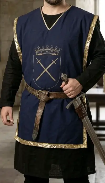 Túnica medieval azul con detalles dorados L - miniatura 1