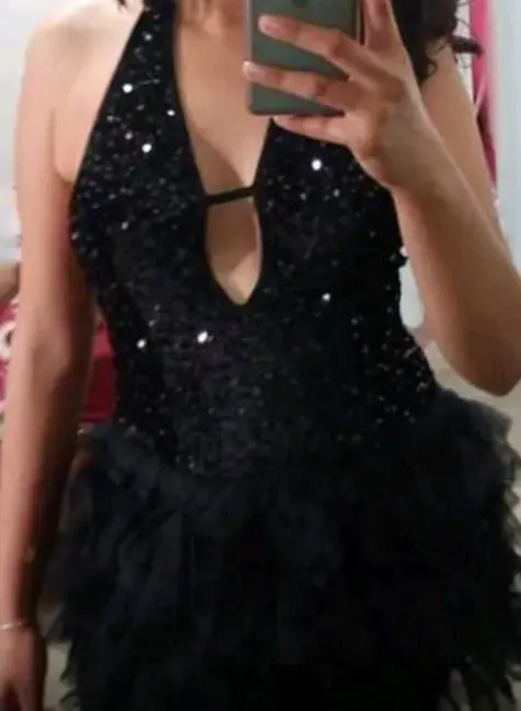 Vestido de fiesta negro con lentejuelas - 6
