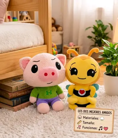 Peluches La Abejita Chiquitita y El Cerdito Enojón - miniatura 1