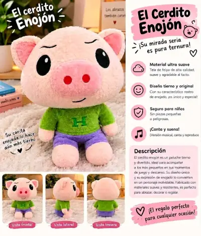 Peluches La Abejita Chiquitita y El Cerdito Enojón - miniatura 3