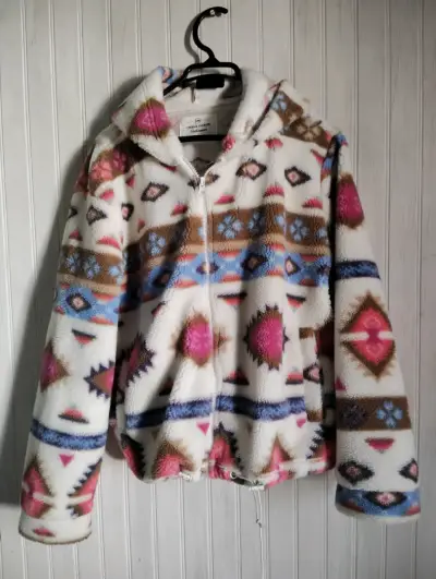 Chaqueta polar con capucha y diseño geométrico - miniatura 2