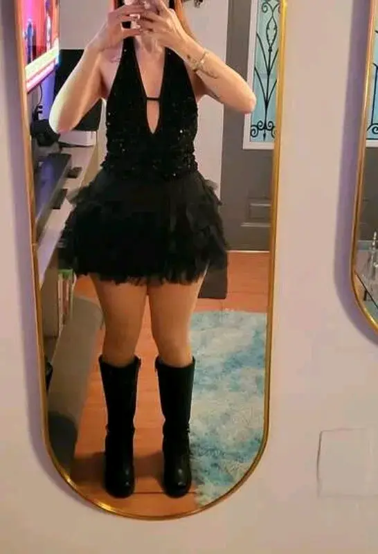 Vestido de fiesta negro con lentejuelas - 3
