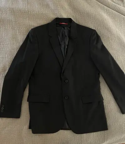 Traje de hombre negro patrón pinstripe - miniatura 5