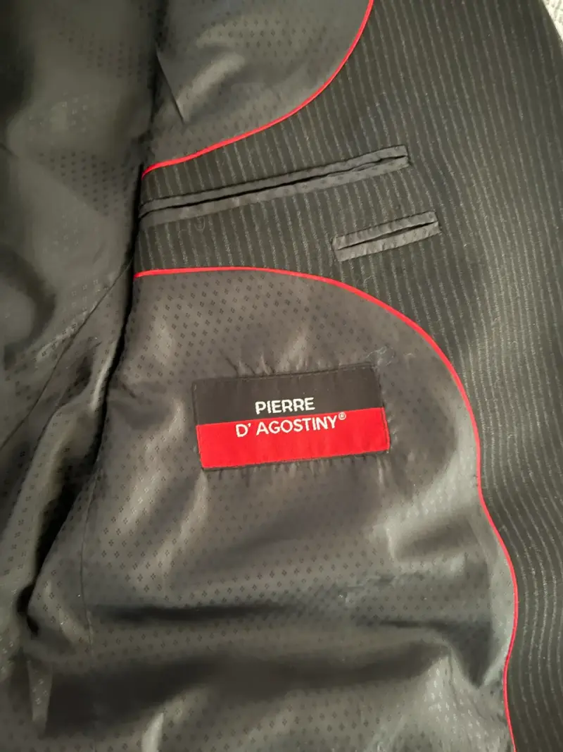 Traje de hombre negro patrón pinstripe - 6