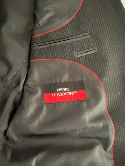 Traje de hombre negro patrón pinstripe - miniatura 6