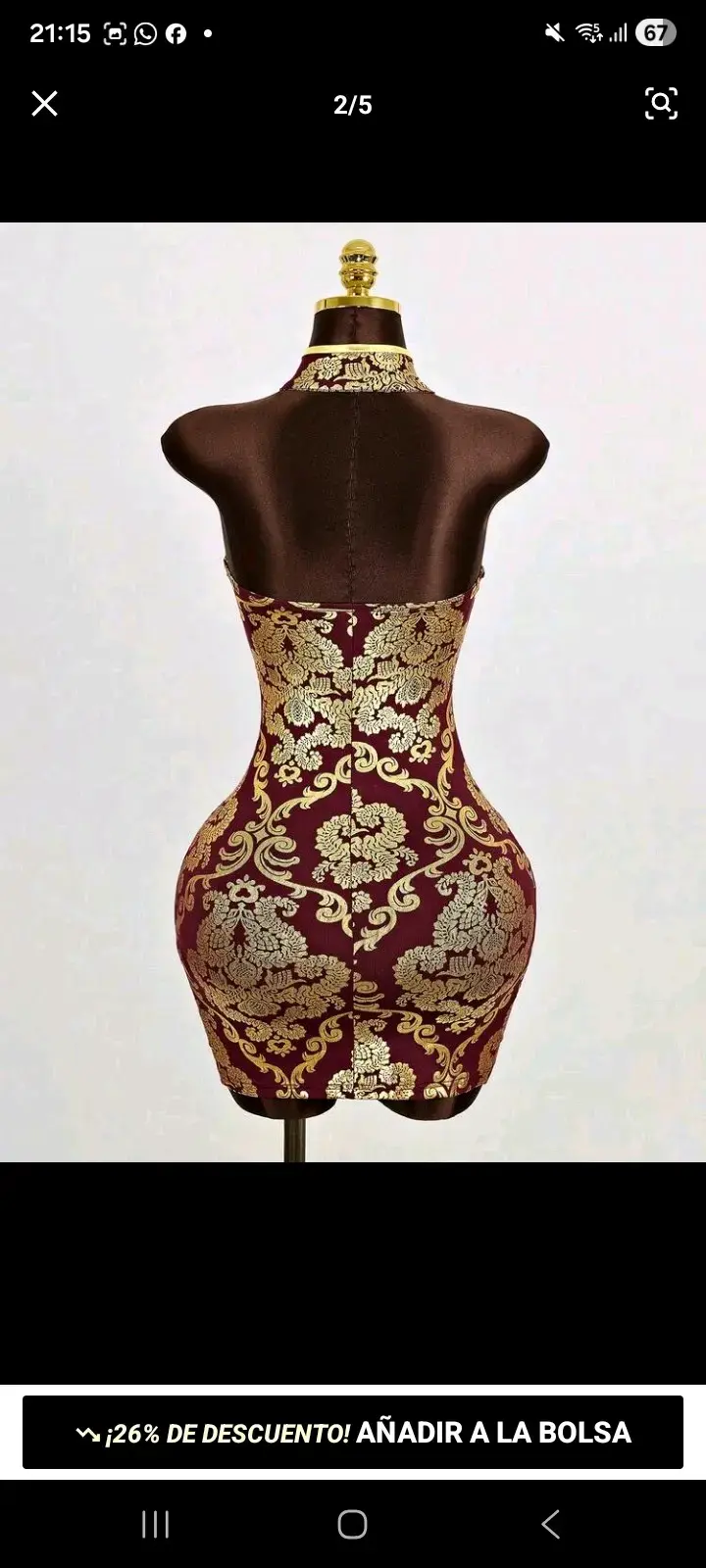 Vestido estilo oriental rojo con detalles dorados - 5