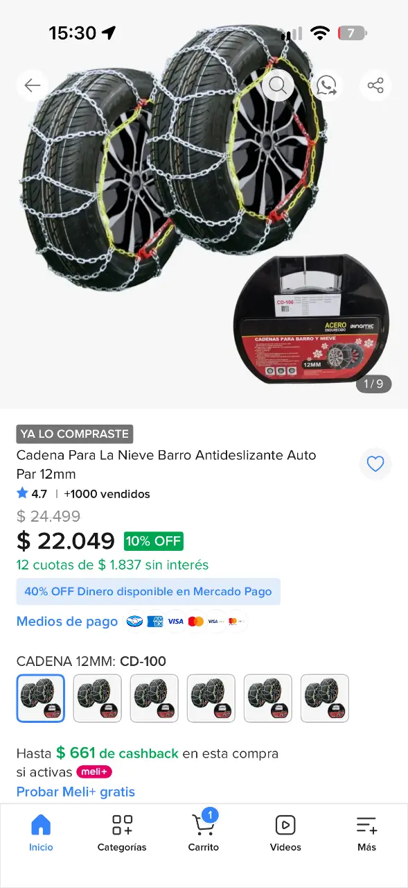 Cadenas para nieve y barro 12mm CD-100