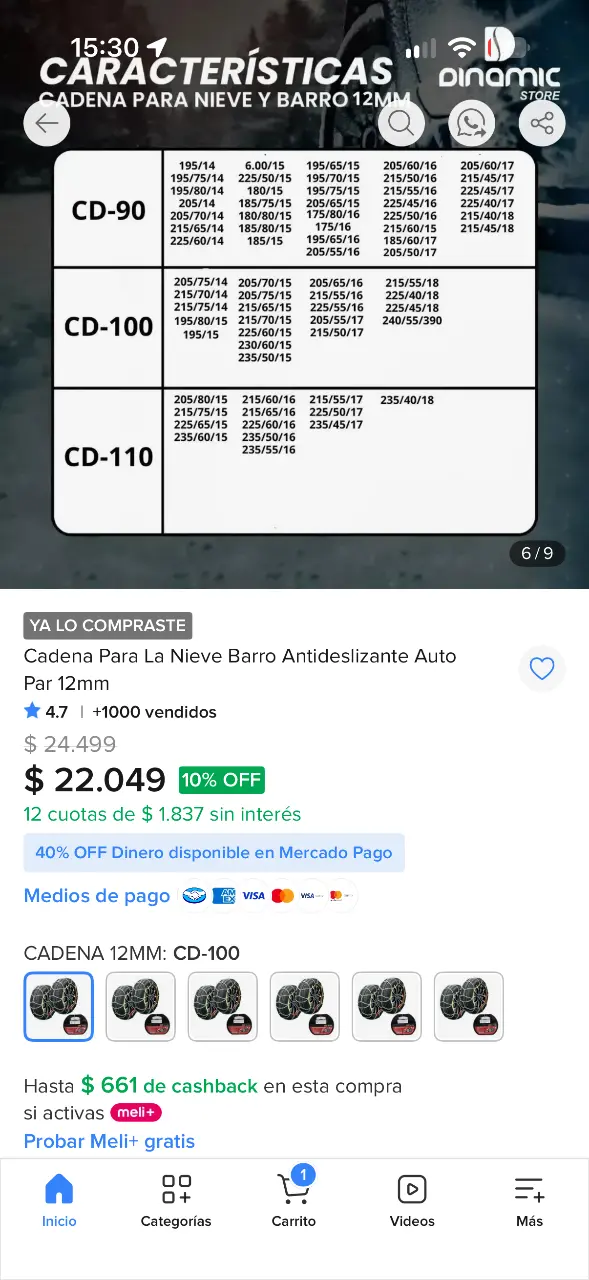 Cadenas para nieve y barro 12mm CD-100 - 2