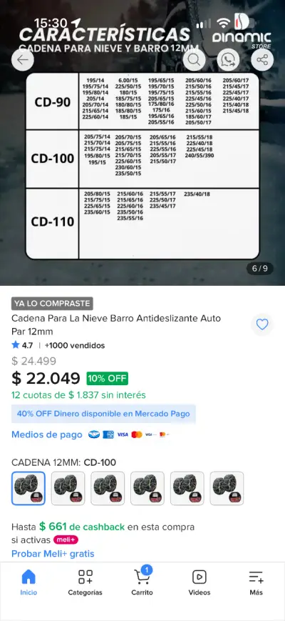 Cadenas para nieve y barro 12mm CD-100 - miniatura 2