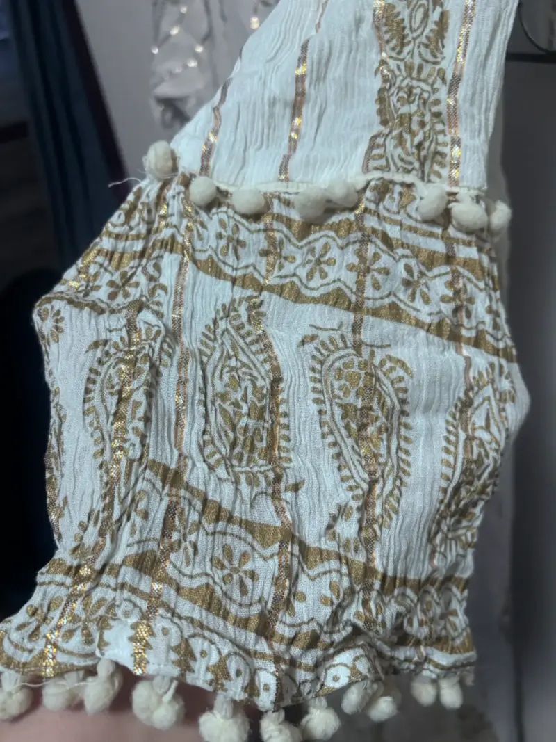 Vestido largo bohemio blanco con bordados - 4