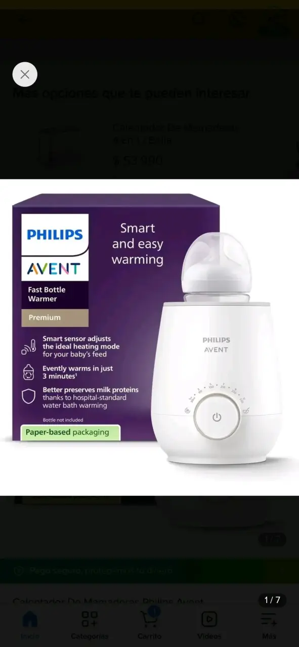 Calentador de mamaderas Philips Avent rápido y fácil