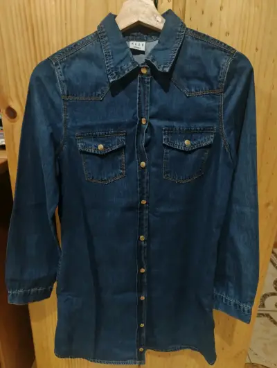Vestido camisero denim azul marca Elle - miniatura 5