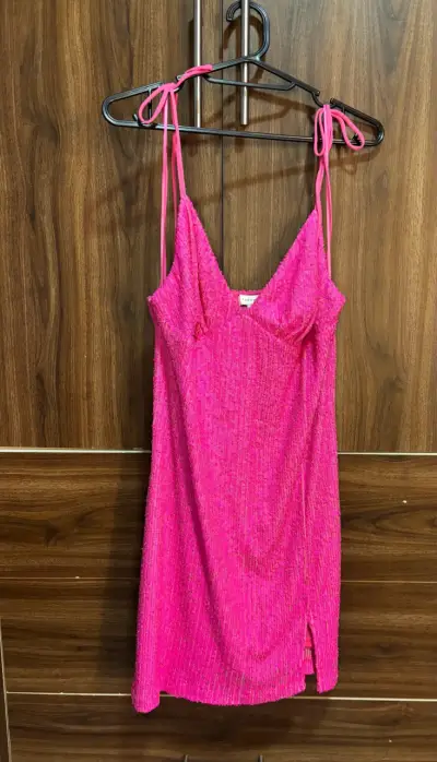 Vestido corto rosa brillante Topshop - miniatura 1